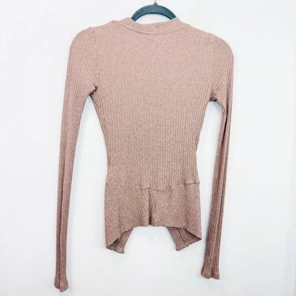 Alix NYC Inez Top In Chestnut Long Sleeve Size Medium Open Front Ribbed Revolve - Picture 8 of 8